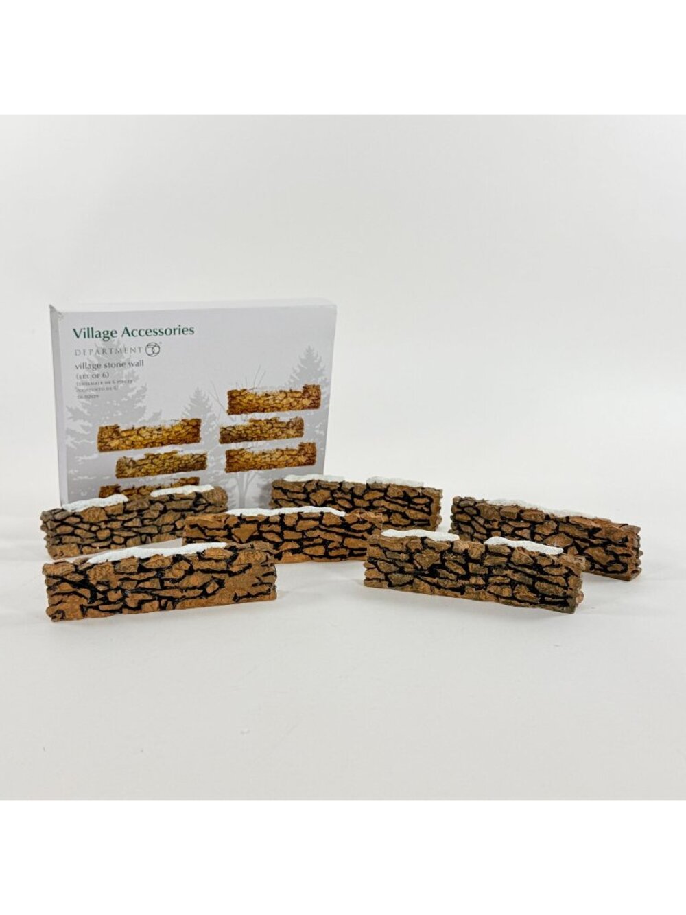 Dept 56 Stone Wall Set 52629 Vintage Village Accessory Set of 6 Red Gray Brown